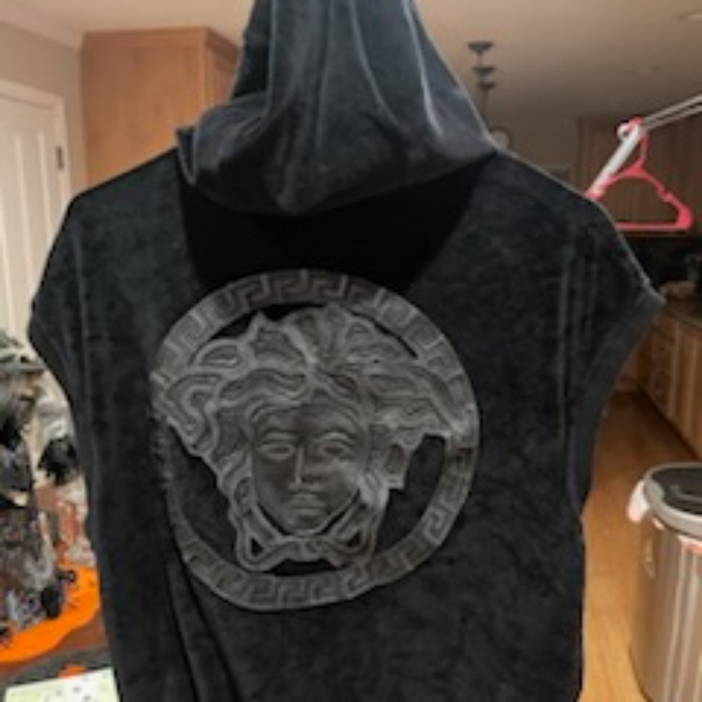 Versace Velour Hoodie Vest